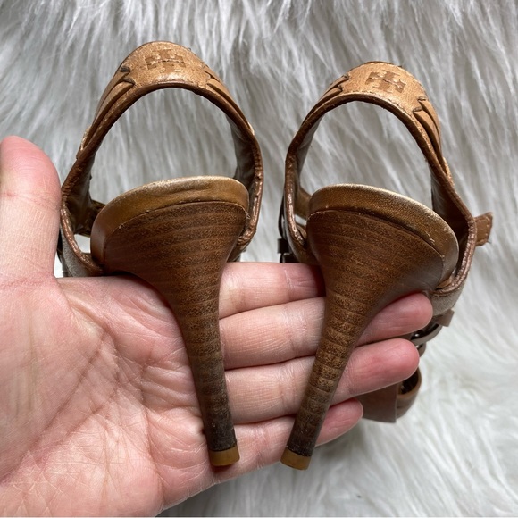 Tory Burch Boho Leather Woven Heels Size 7.5 - Picture 7 of 10